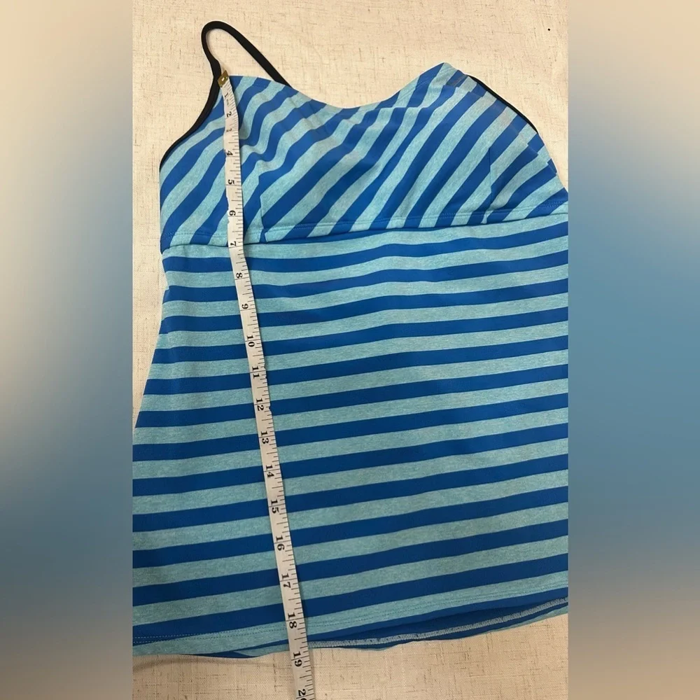 Nike Blue Striped Tie-Back Tankini Top with Built-In Bra – Women’s Size 14